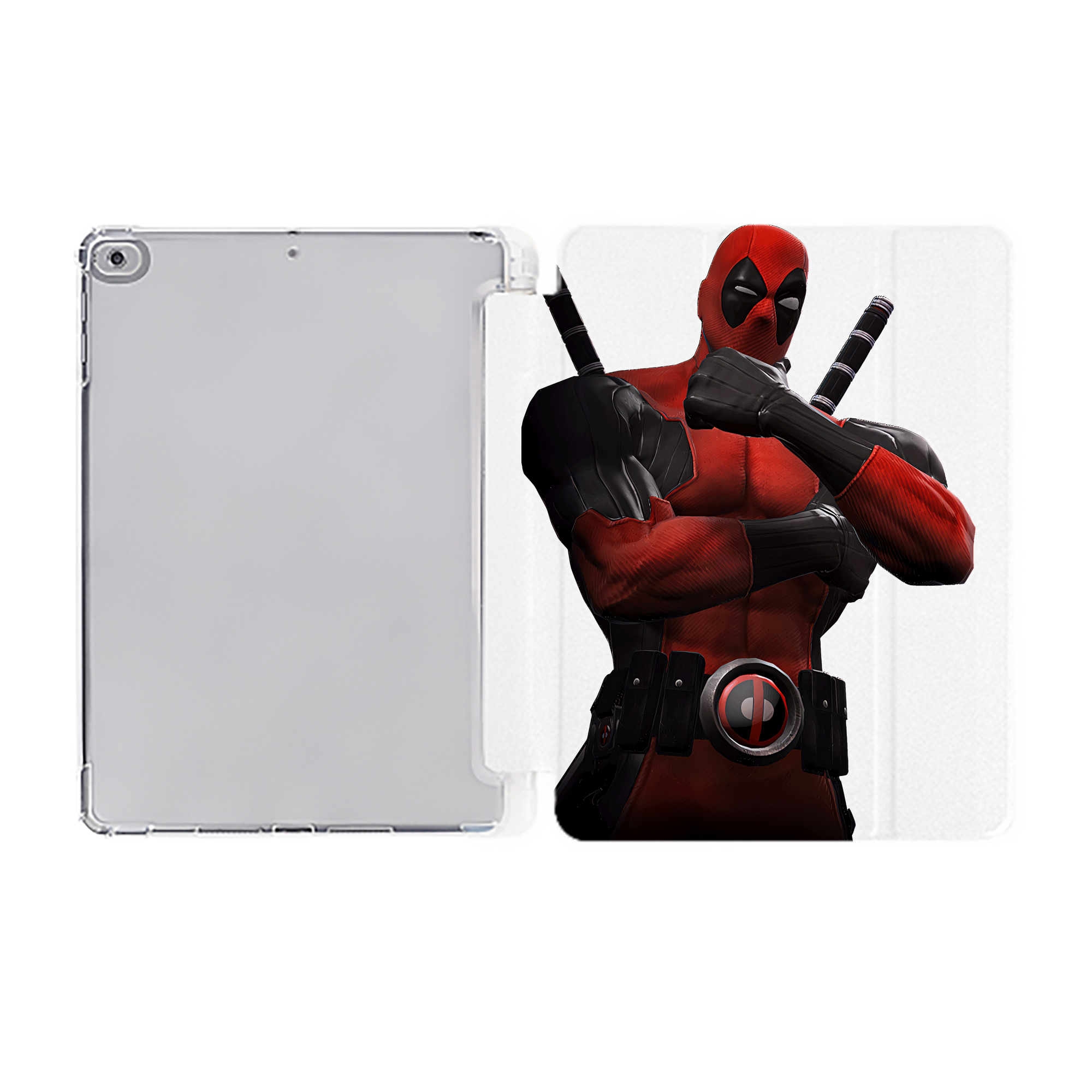 （画像用） Deadpool デッドプール IPad ケース ペン収納付き 三つ折りスタンド PUレザー×シリコン 対応機種9.5/10.5/10.9インチ